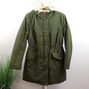 Michael Michael Kors Olive Faux Fur Hooded Parka Jacket Size S